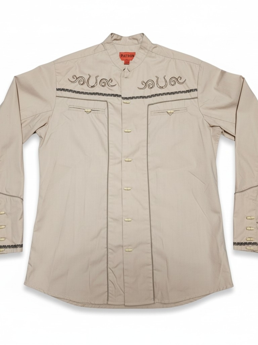 Patron Cito Red Label Tan Western Men's Cowboy Shirt  Stitch Embroid Size SMALL